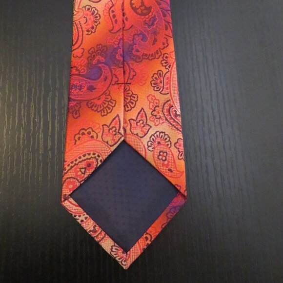 🎄New Mario Ferrari 60" Paisley Necktie - Orange & Purple - Picture 6 of 6